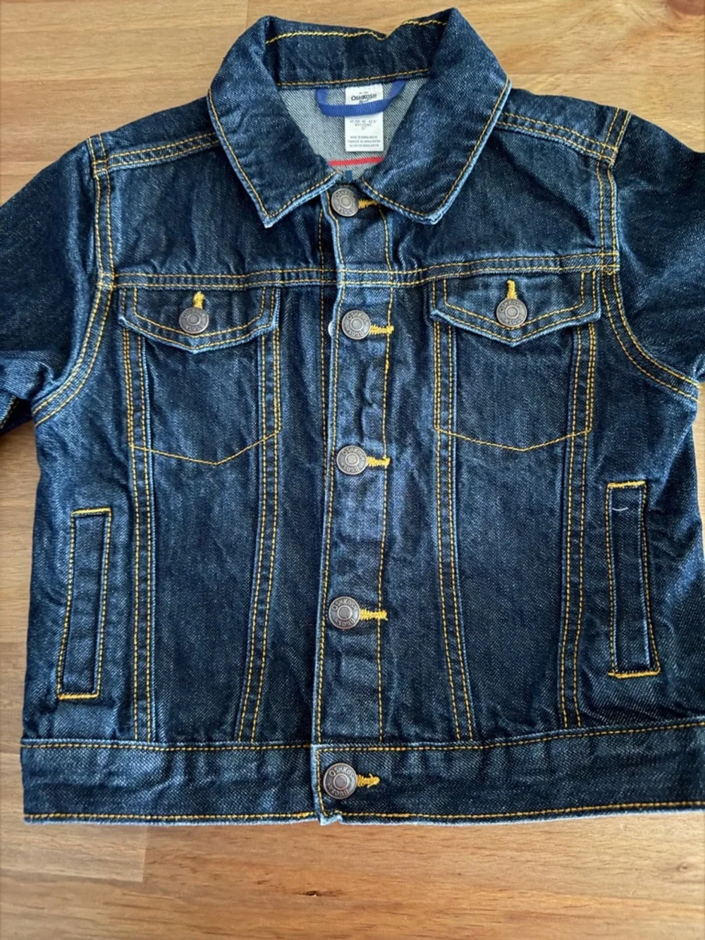 OshKosh B'gosh Children's Dark Blue Denim Jacket with Contrast Stitching Size 4 - Picture 2 of 6